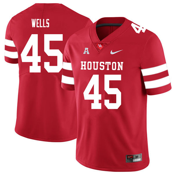 2018 Men #45 Spencer Wells Houston Cougars College Football Jerseys Sale-Red